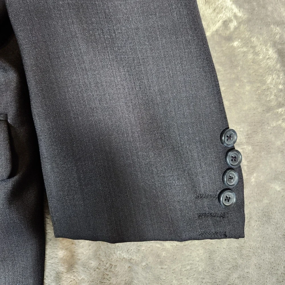 DeZilino Couture Suit‎ Blazer 48L Gray Wool Touch Super 150s 2 Button